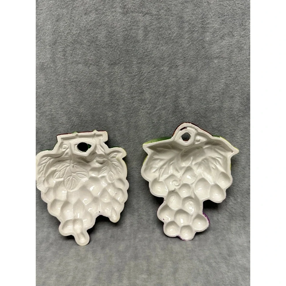 Vintage Ceramic 3D Grape Clusters Wall‎ Decor Set Purple Green Brown Kitchen Art